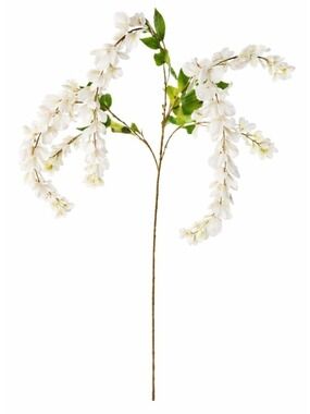 White Wisteria Stem 43 Inch Artificial Hanging Flowers Silk Flora